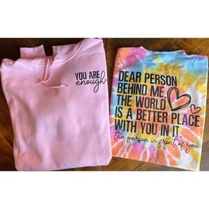 You Are Enough Dear Person Behind Me Hooded Sweaetshirt NEW Size Unisex Small‎